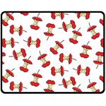 Red Apple Core Funny Retro Pattern Half on white background Fleece Blanket (Medium)  60 x50  Blanket Front