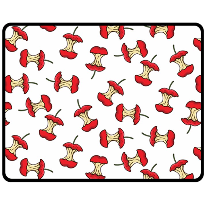 Red Apple Core Funny Retro Pattern Half on white background Fleece Blanket (Medium) 