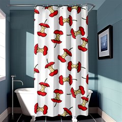 Red Apple Core Funny Retro Pattern Half On White Background Shower Curtain 36  X 72  (stall)  by genx