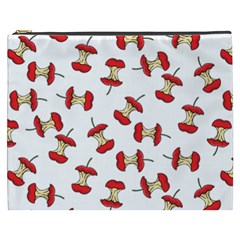 Red Apple Core Funny Retro Pattern Half On White Background Cosmetic Bag (xxxl) by genx