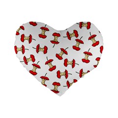 Red Apple Core Funny Retro Pattern Half On White Background Standard 16  Premium Heart Shape Cushions by genx