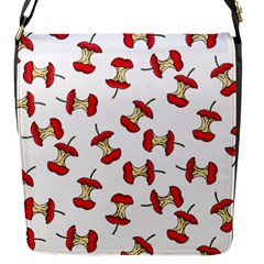 Red Apple Core Funny Retro Pattern Half On White Background Flap Closure Messenger Bag (s) by genx