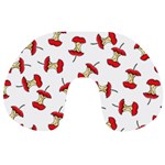 Red Apple Core Funny Retro Pattern Half on white background Travel Neck Pillows Front