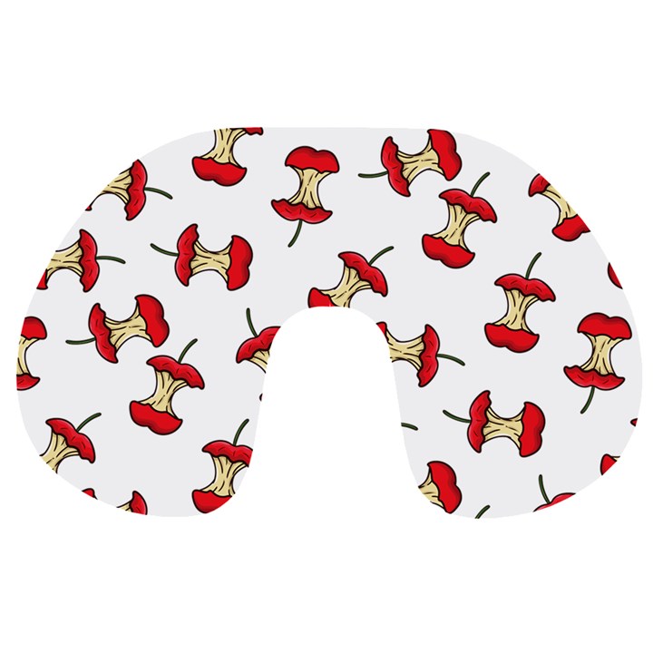 Red Apple Core Funny Retro Pattern Half on white background Travel Neck Pillows