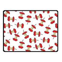 Red Apple Core Funny Retro Pattern Half On White Background Double Sided Fleece Blanket (small)  by genx