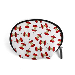 Red Apple Core Funny Retro Pattern Half On White Background Accessory Pouch (small) by genx