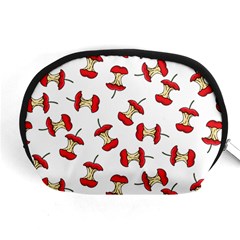 Red Apple Core Funny Retro Pattern Half On White Background Accessory Pouch (medium) by genx