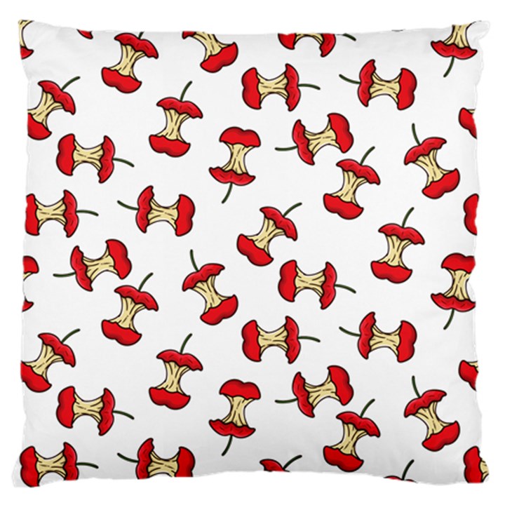 Red Apple Core Funny Retro Pattern Half on white background Large Flano Cushion Case (Two Sides)