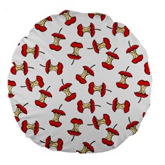 Red Apple Core Funny Retro Pattern Half On White Background Large 18  Premium Flano Round Cushions by genx