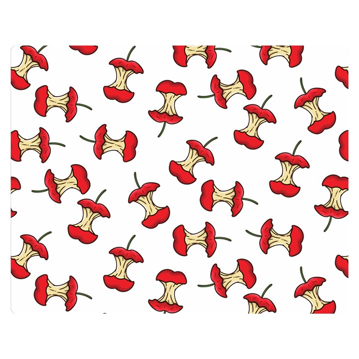 Red Apple Core Funny Retro Pattern Half on white background Double Sided Flano Blanket (Medium) 