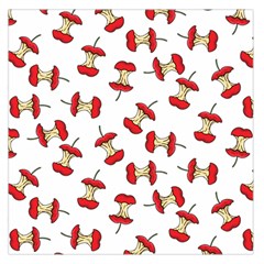 Red Apple Core Funny Retro Pattern Half On White Background Large Satin Scarf (square) by genx