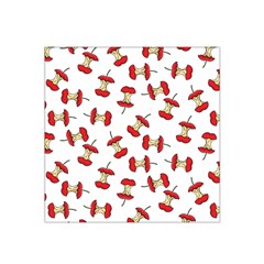 Red Apple Core Funny Retro Pattern Half On White Background Satin Bandana Scarf by genx