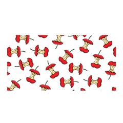 Red Apple Core Funny Retro Pattern Half On White Background Satin Wrap by genx