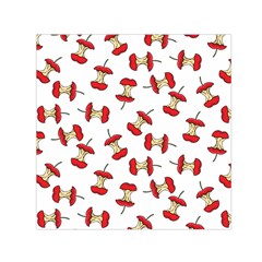 Red Apple Core Funny Retro Pattern Half On White Background Small Satin Scarf (square) by genx