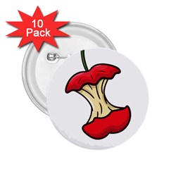 Red Apple Core Funny Retro  2 25  Buttons (10 Pack)  by genx