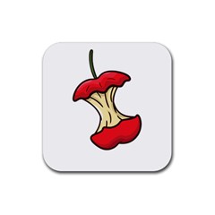 Red Apple Core Funny Retro  Rubber Coaster (square)  by genx