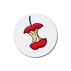 Red Apple Core Funny Retro  Rubber Coaster (round)  by genx