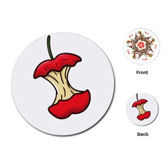 Red Apple Core Funny Retro  Playing Cards (round) by genx