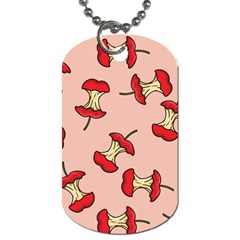 Red Apple Core Funny Retro Pattern Half Eaten On Pastel Orange Background Dog Tag (two Sides) by genx