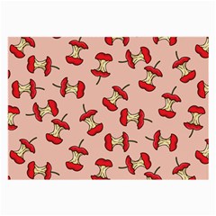 Red Apple Core Funny Retro Pattern Half Eaten On Pastel Orange Background Large Glasses Cloth (2-side) by genx