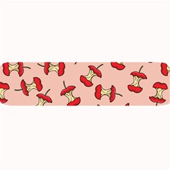 Red Apple Core Funny Retro Pattern Half Eaten On Pastel Orange Background Large Bar Mats by genx