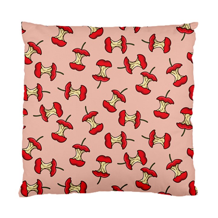 Red Apple Core Funny Retro Pattern Half eaten on pastel orange background Standard Cushion Case (One Side)