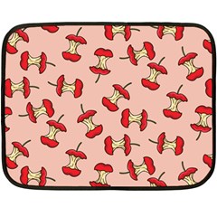 Red Apple Core Funny Retro Pattern Half Eaten On Pastel Orange Background Fleece Blanket (mini) by genx