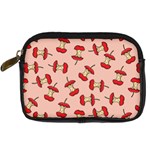 Red Apple Core Funny Retro Pattern Half eaten on pastel orange background Digital Camera Leather Case Front