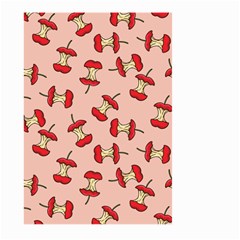 Red Apple Core Funny Retro Pattern Half Eaten On Pastel Orange Background Large Garden Flag (two Sides) by genx