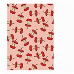 Red Apple Core Funny Retro Pattern Half eaten on pastel orange background Large Garden Flag (Two Sides) Front