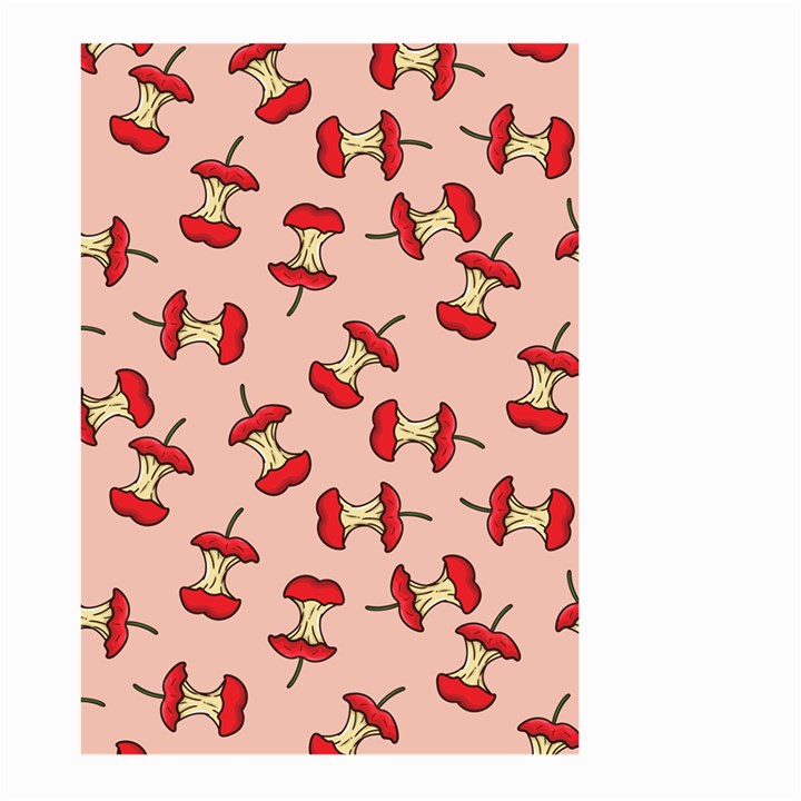 Red Apple Core Funny Retro Pattern Half eaten on pastel orange background Large Garden Flag (Two Sides)