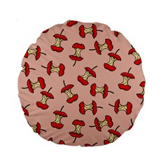 Red Apple Core Funny Retro Pattern Half Eaten On Pastel Orange Background Standard 15  Premium Round Cushions by genx