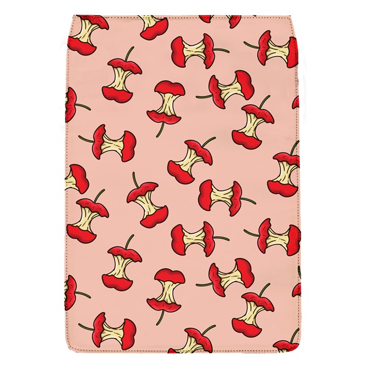 Red Apple Core Funny Retro Pattern Half eaten on pastel orange background Removable Flap Cover (S)