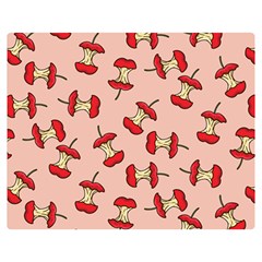 Red Apple Core Funny Retro Pattern Half Eaten On Pastel Orange Background Double Sided Flano Blanket (medium)  by genx