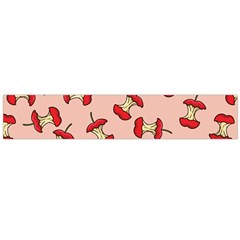 Red Apple Core Funny Retro Pattern Half Eaten On Pastel Orange Background Large Flano Scarf  by genx