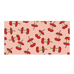 Red Apple Core Funny Retro Pattern Half Eaten On Pastel Orange Background Satin Wrap by genx