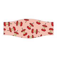 Red Apple Core Funny Retro Pattern Half Eaten On Pastel Orange Background Stretchable Headband by genx