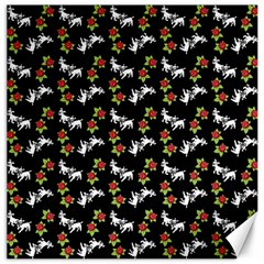 Lamb Pattern Black Canvas 12  X 12  by snowwhitegirl