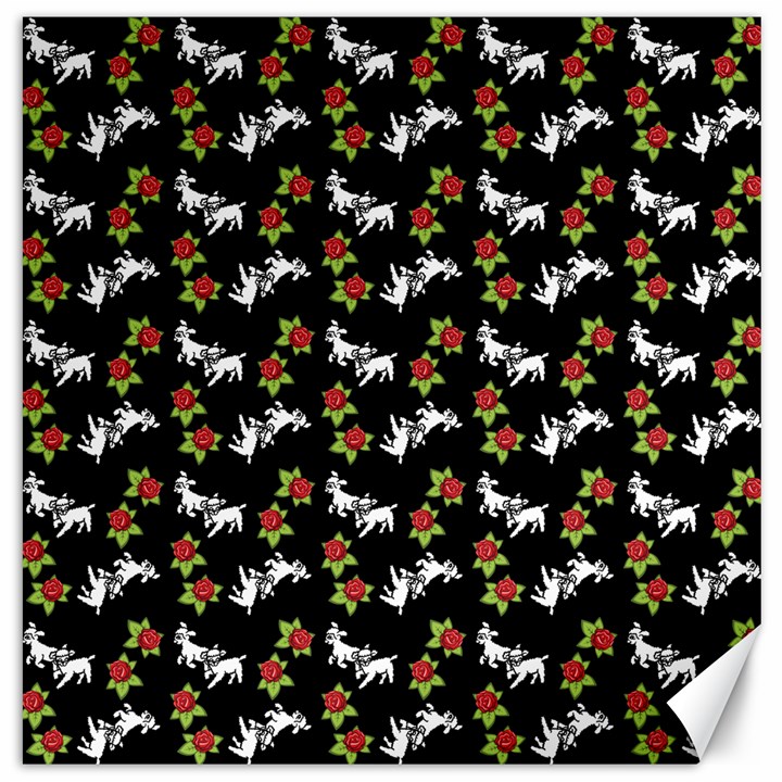 Lamb Pattern Black Canvas 12  x 12 