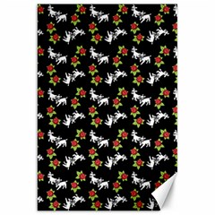 Lamb Pattern Black Canvas 20  X 30  by snowwhitegirl