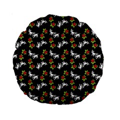 Lamb Pattern Black Standard 15  Premium Round Cushions by snowwhitegirl