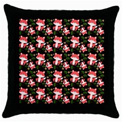 Fox And Trees Pattern Throw Pillow Case (black) by snowwhitegirl