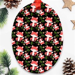 Fox And Trees Pattern Oval Ornament (two Sides) by snowwhitegirl