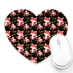 Fox And Trees Pattern Heart Mousepads by snowwhitegirl