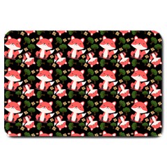 Fox And Trees Pattern Large Doormat  by snowwhitegirl