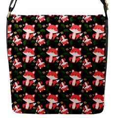 Fox And Trees Pattern Flap Closure Messenger Bag (s)