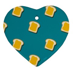 Toast With Cheese Funny Retro Pattern Turquoise Green Background Ornament (heart) by genx