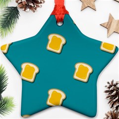 Toast With Cheese Funny Retro Pattern Turquoise Green Background Ornament (star) by genx