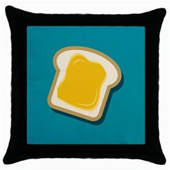 Toast With Cheese Funny Retro Pattern Turquoise Green Background Throw Pillow Case (black) by genx