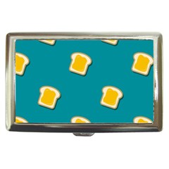 Toast With Cheese Funny Retro Pattern Turquoise Green Background Cigarette Money Case by genx